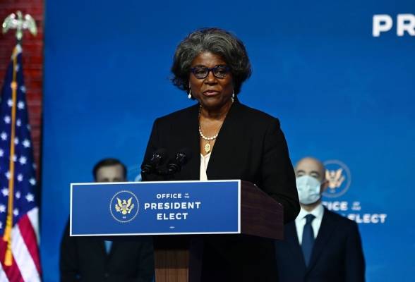 سفيرة أمريكا لدى الأمم المتحدة: واشنطن ستجدد العلاقات الدبلوماسية مع الفلسطينيين بعد أن قُطعت في ظل إدارة ترامب