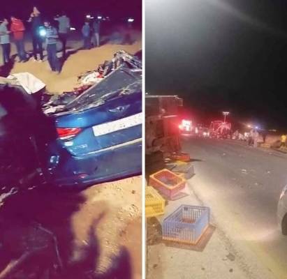 وفاه ستة اشخاص وإصابة اربعه آخرين إثر حادث تصادم في محافظة المفرق