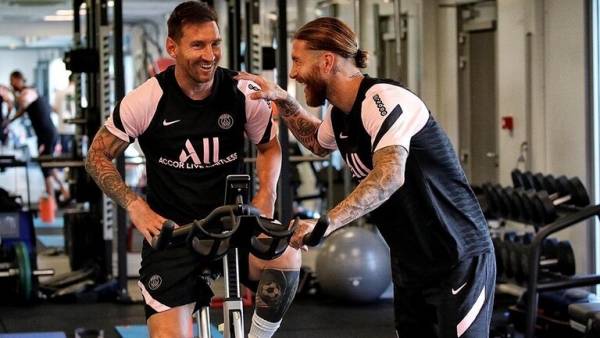 أول لقاء لميسي بقميص سان جيرمان مع راموس ومبابي ونيمار