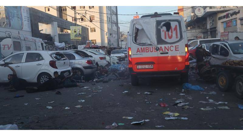 شهداء وجرحى بقصف إسرائيلي استهدفت مدخل مستشفى النصر غرب مدينة غزة