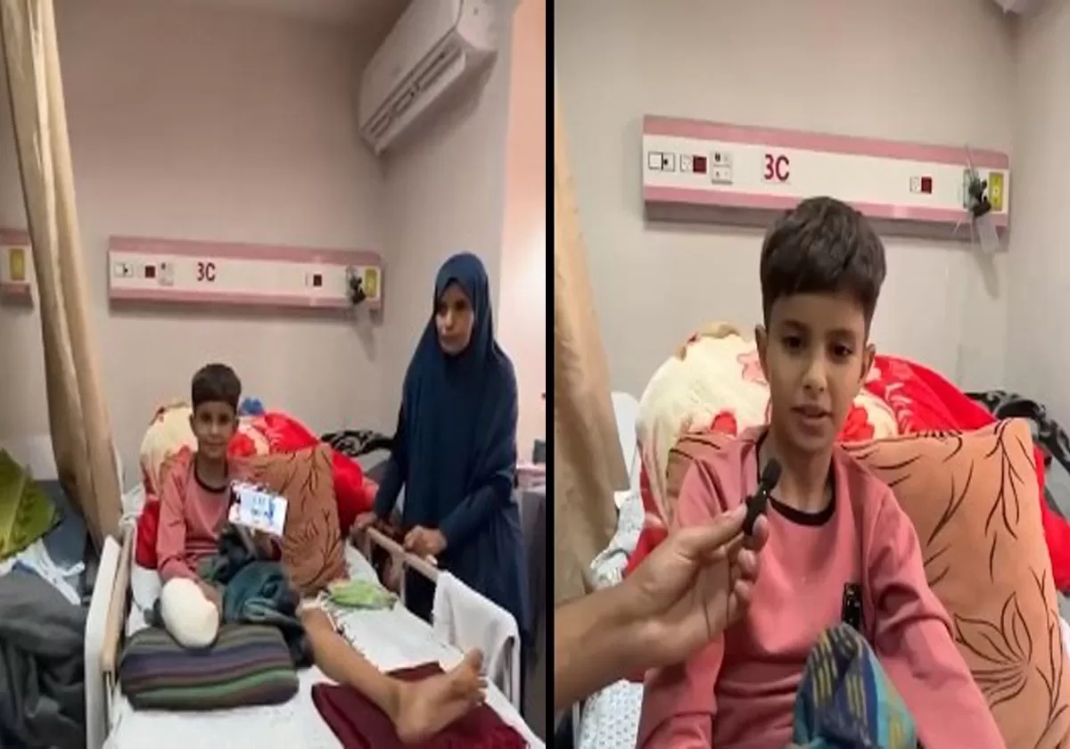 بترت إحدى قدميه في غزة.. طفل يوجه رسالة مؤثرة