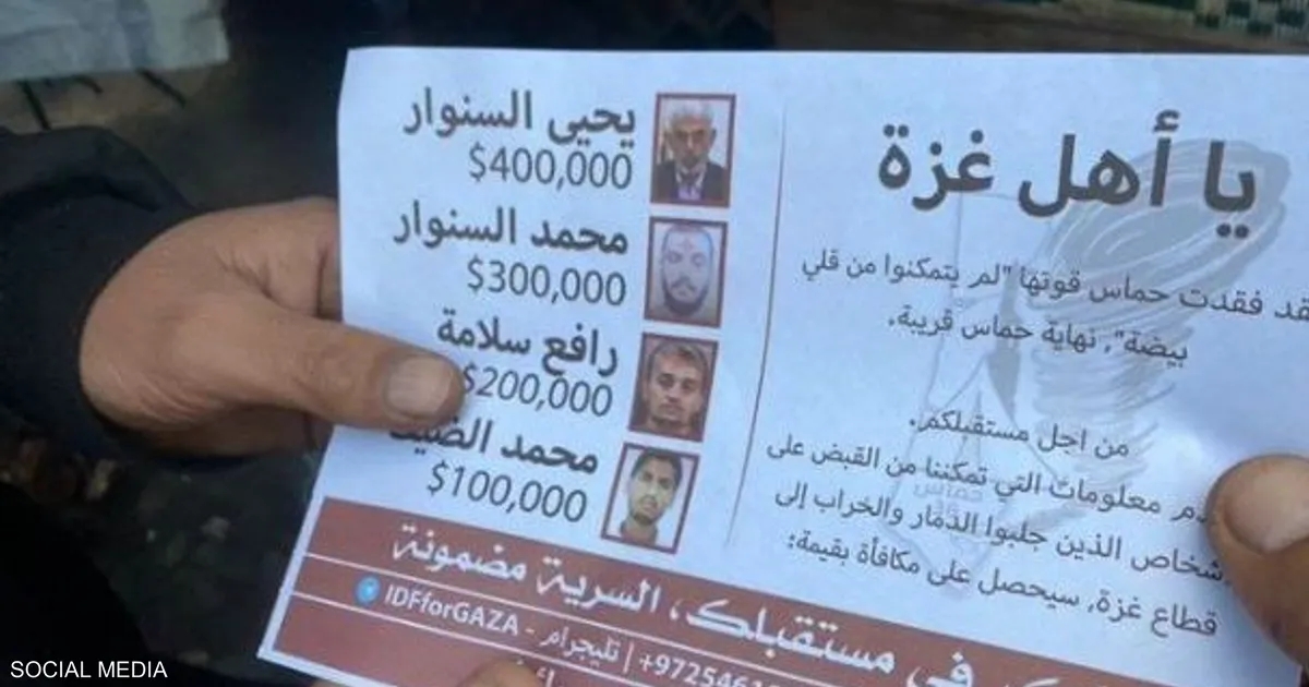 الاحتلال يعرض أموالا لمن يدلي بمعلومات عن قادة حماس في غزة