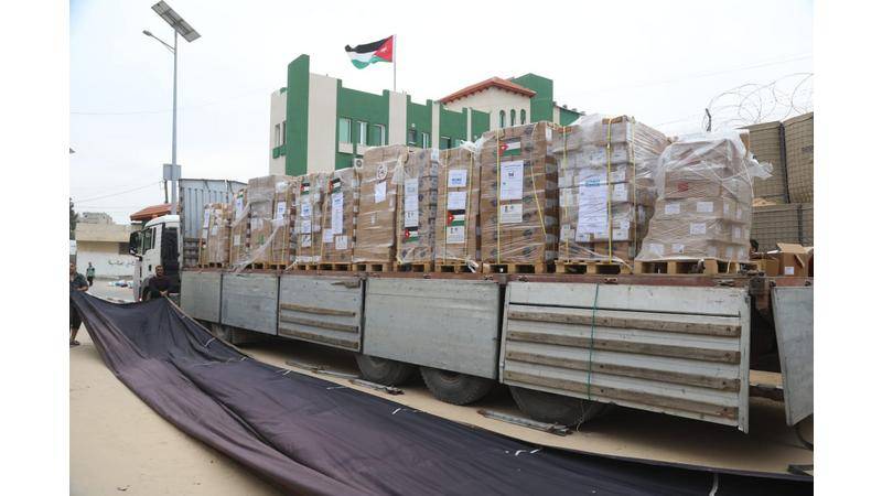 وصول قافلة مساعدات إنسانية وإغاثية إلى المستشفى الميداني الأردني الخاص2