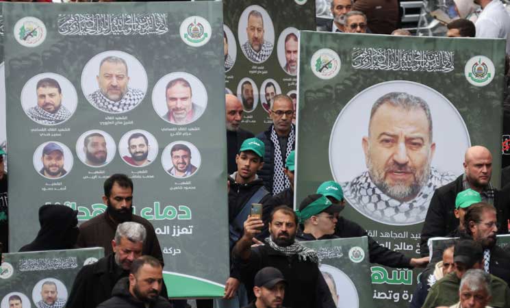 لبنان.. آلاف يشيّعون العاروري ورفيقيه في العاصمة بيروت (صور وفيديو)