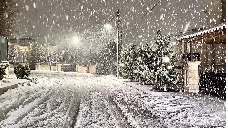 بالفيديو .. تراكم الثلوج في عجلون فجر اليوم الجمعة