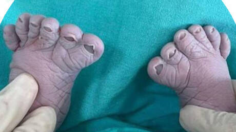 سيدة روسية تثير دهشة الأطباء بعدما أنجبت للمرة الثالثة طفلا ب12 إصبعا في قدميه