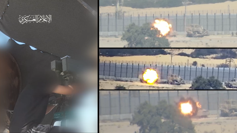 القسام تستهدف آلية هندسية إسرائيلية بصاروخ السهم الأحمر (فيديو)