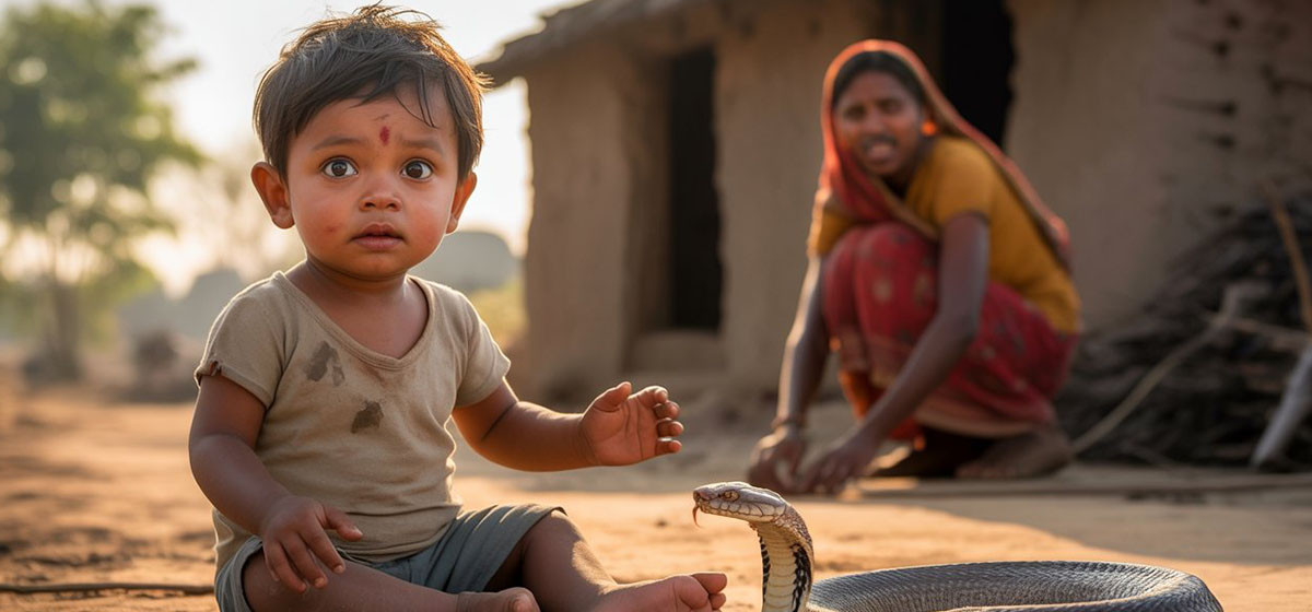 الهند.. رضيع يعض أفعى كوبرا حتى الموت