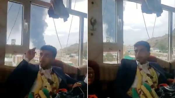 عريس يمني يتحدى الغارات الإسرائيلية ويكمل زفافه في صنعاء..فيديو