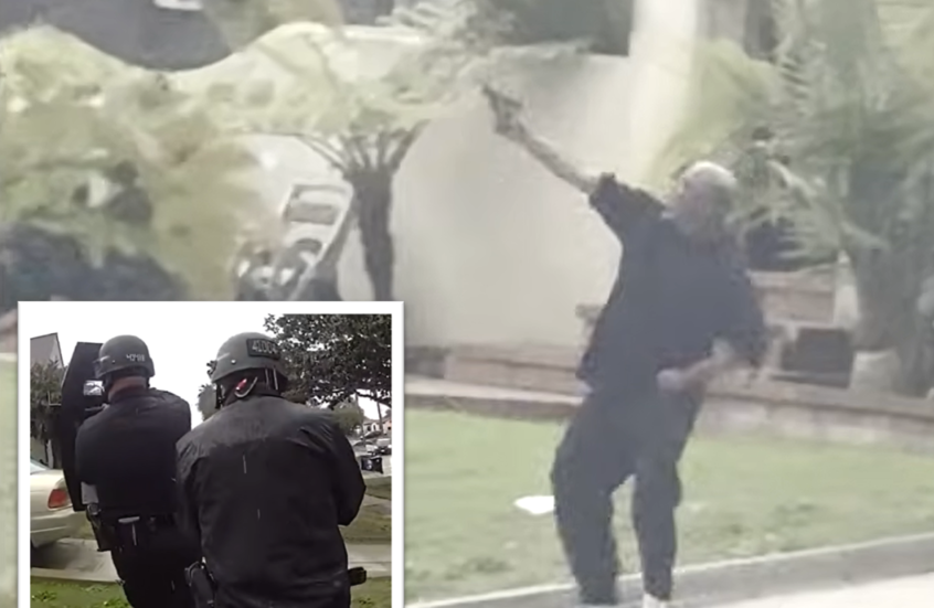 لقطات مثيرة وصادمة.. مسلّح يطلق النار على مروحية للشرطة الأمريكية وكلب ينهي الأمر (فيديو)